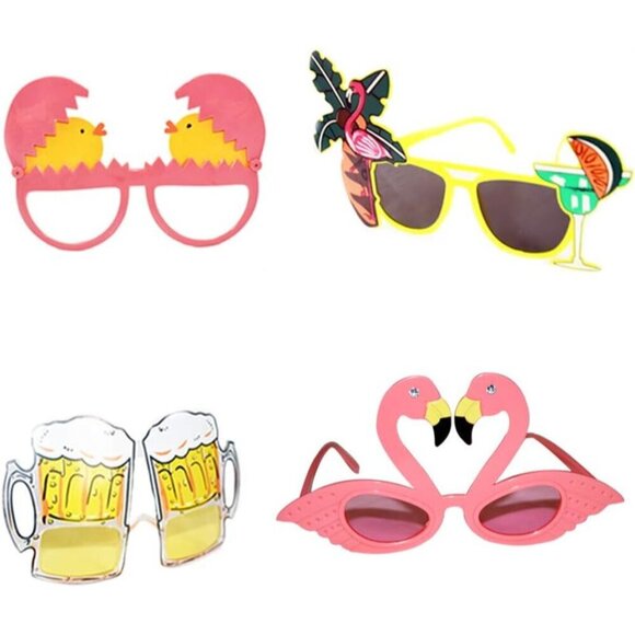 Hawaiian Tropical Sunglasses 8 Pack Party Photo Booth Luau Beach Fun